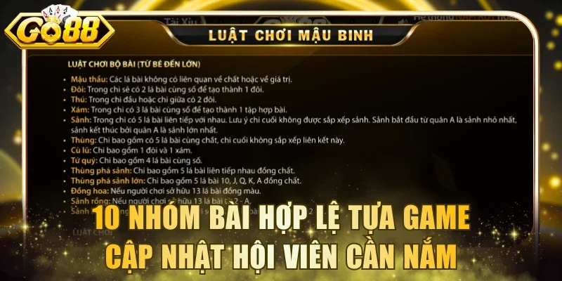 10 nhóm bài hợp lệ tựa game cập nhật hội viên cần nắm