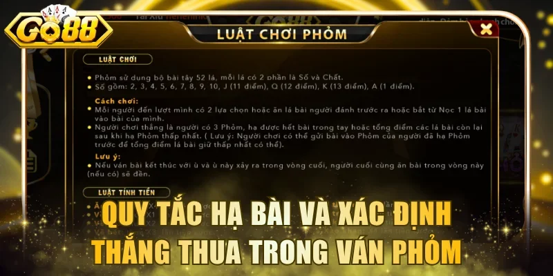 Quy tắc hạ bài và xác định thắng thua trong ván chơi Phỏm
