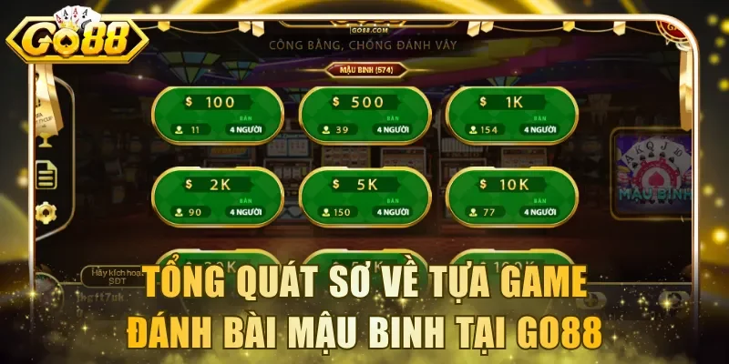 Tổng quát sơ về tựa game đánh bài Mậu Binh tại Go88